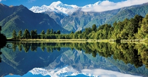 Lake Matheson, Mount Tasman and Mount Cook